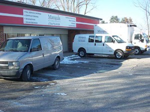 Catering delivery vans outside our food preparation facilities.